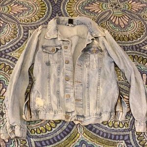 Boys distressed denim jacket with side zippers